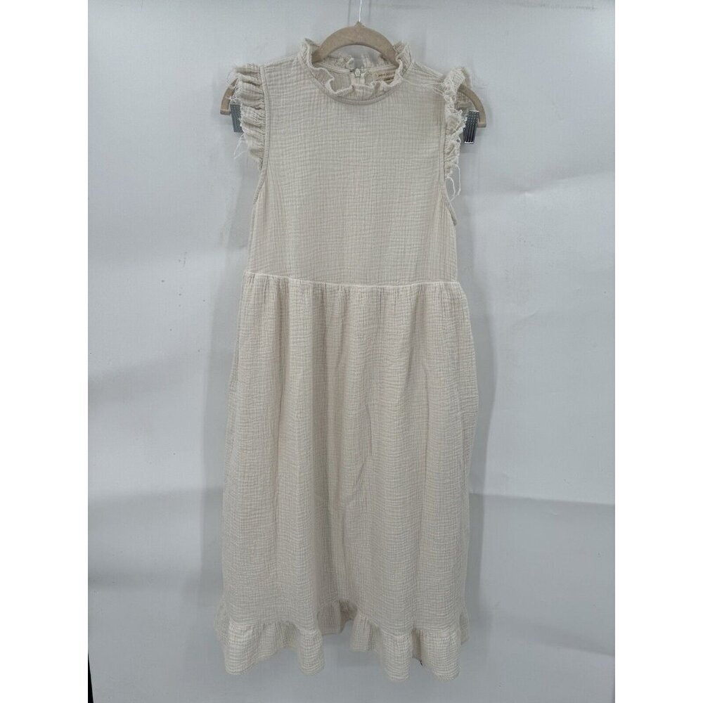 Urban Outfitters Midi Dress Women Small Cream Cottage Gauzy Bohemian Peasant
